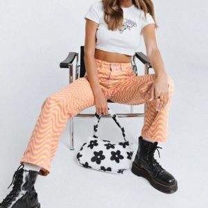 The Ragged Priest Pink and Yellow High Rise Jeans